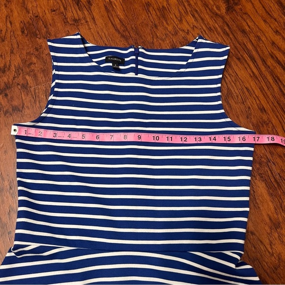 Talbots Blue & White Striped Sleeveless A-line Fit & Flare Dress Soft Knit Small - Picture 6 of 9